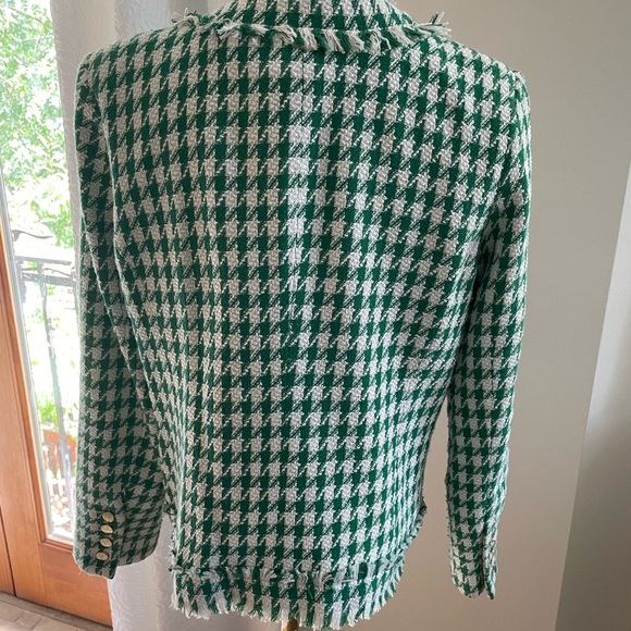 Nanette Lepore Green Houndstooth Jacket EUC Medium - Picture 8 of 9
